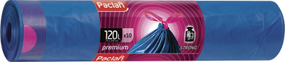 Пакет для мусора на 120л, 10ш, с затяжкой Paclan "Premium", 70*100см,40мкм., синие