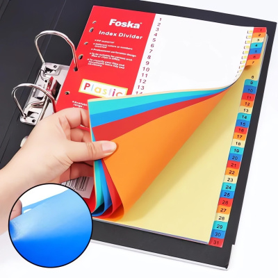 KALAM.KZ - Разделитель 1-12, А4, 12л, пластик, цветной Foska купить KALAM.KZ - Разделитель 1-12, А4, 12л, пластик, цветной Foska