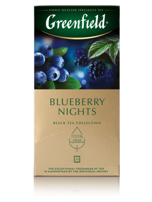 KALAM.KZ - Чай черный, 25 пакетиков Greenfield Blueberry Nights, black tea ( 1,5х25х10)