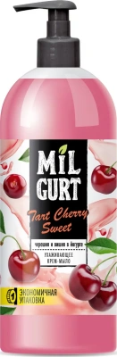 Мыло жидкое 860мл крем, Вишня и черешня в йогурте, с дозатором "Mil Gurt"