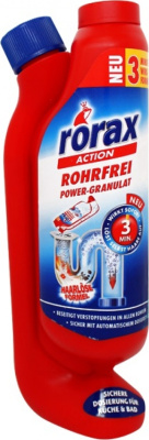Чистящее средство для чистки труб и канализации 600гр, Rorax, гранулы с дозатором 