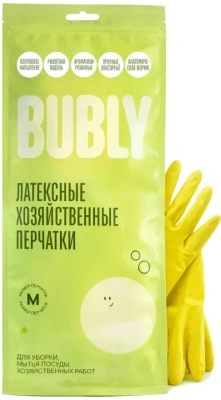 Перчатки латексные М, желтые, 1 пара в уп. Bubly
