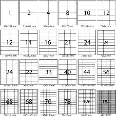 Наклейки на 18, А4, 63.5x46.6мм, 100л, закругленные края, белые Xerox