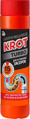Чистящее гранулированное средство для чистки сливных труб 500 мл. Krot Turbo