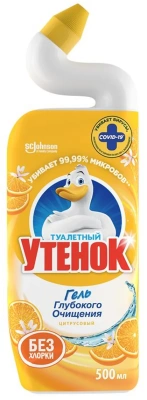 Чистящее средство для сантехники 500мл, с дозатором, цитрусовый "Утенок"