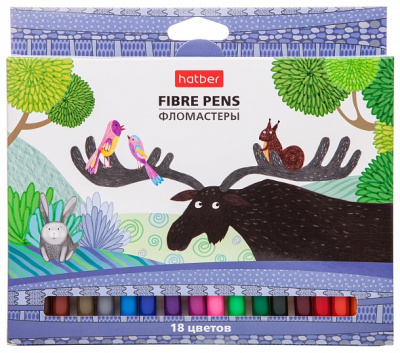 Фломастеры 18 цветов.,"Hatber", серия "Colora", в картонной упаковке