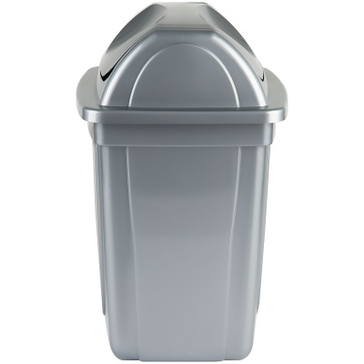 KALAM.KZ - Корзина для бумаг 12л, цельная с вращающейся крышкой, серая Стамм