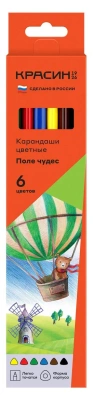 Карандаши цветные 6 цветов набор, картонная упаковка, "Поле чудес" Красин  