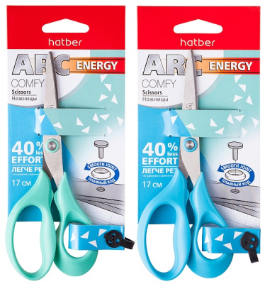 Ножницы 17 см, 17см, нержавеющее лезвие, лёгкая резка, ассорти, в блистере, Hatber Comfy