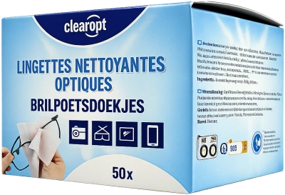 Салфетки влажные для очков 50 шт, в уп Clearopt