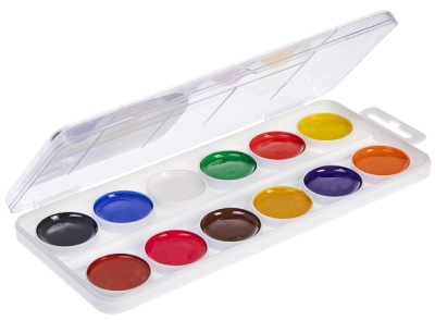 KALAM.KZ - Акварель медовая, 12 цветов, без кисти, полусухая,  серия "Colora", пластиковый пенал, "Hatber"