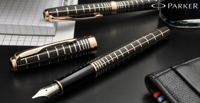 KALAM.KZ - Ручка перьевая Parker Sonnet Cisele Decal Brown PGT,  0,7 мм F, синяя 1859480