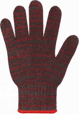 Перчатки Х/Б 10 класс, 5- нитка, 55 гр, красно-серые  "Ecoluffa"