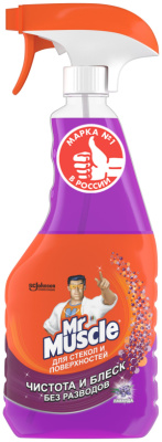 Средство для мытья стекол и поверхностей, 530мл, с триггером Мистер Мускул Лаванда