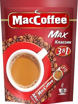 KALAM.KZ - Кофе растворимый, Maccoffee "3 в 1", 16 гр. упаковка 20 шт MAX Classic OPP