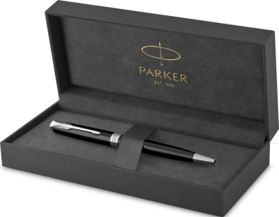 KALAM.KZ - Ручка шариковая Parker Sonnet Black Lacquer CT, черная, 1,0мм, поворот