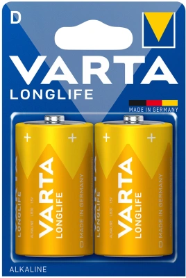 Батарейка D Varta Longlife Mono 1.5V-LR20/D (2шт)