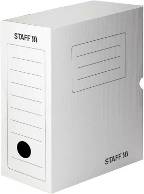 Папка на завязках А4(325х260х150), картонная, архивная, белая Staff