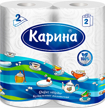 KALAM.KZ - Бумажные полотенца в уп, 2 шт,2-х слойные Карина