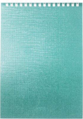 Блокнот 80л, А5, клетка, на гребне, бумвинил. обл,  Metallic мята, "Hatber"