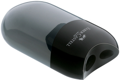 KALAM.KZ - Точилка 2 отверстия, с контейнером, черный, пластик Faber-Castell