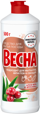 Средство для мытья посуды 500мл Алоэ вера и брусника, пуш-пул "Весна"