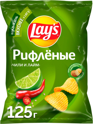Чипсы LAYS картофельные чили, лайм 125 г