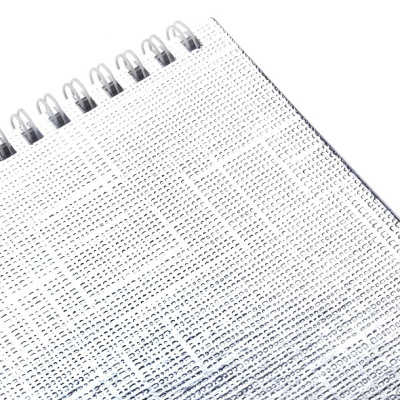 Блокнот 80л, А5, клетка, на гребне, бумвинил. обл,  Metallic серебро, "Hatber"