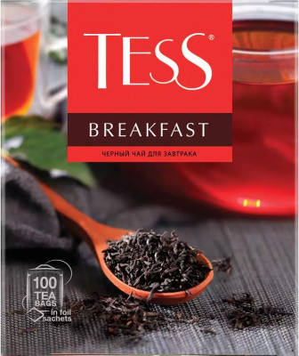 Чай черный, 100 пакетиков Tess Breakfast