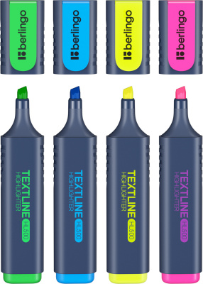 KALAM.KZ - Маркер текстовой, 1-5мм, скошенный наконечник, набор 4 цвета "Textline HL500" Berlingo