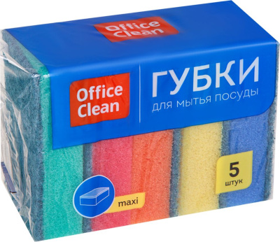 Губка для мытья посуды 5 шт в уп. OfficeClean "Maxi"