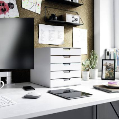 KALAM.KZ - Бокс с выдвижными лотками, 292x280x356мм, 5лотков, белый пластик Durable