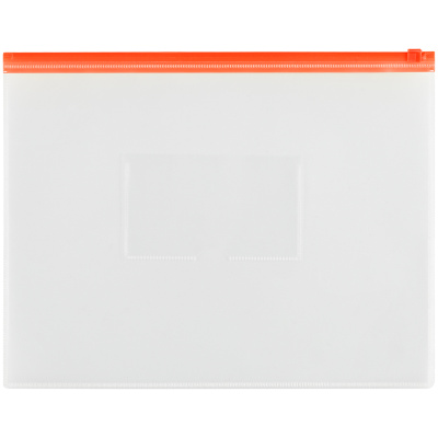 Папка с бегунком А4, 150мкр, прозрачная, карман, молния красная, OfficeSpace