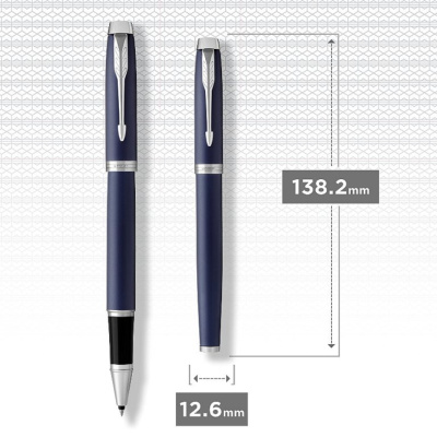 KALAM.KZ - Ручка роллерная Parker IM Metal Matte Blue CT, 0,8 мм F, черная 1931661
