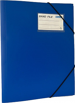 KALAM.KZ - Папка с резинкой А4, 0,50мм, с визиткой, синяя, пластик Bindermax