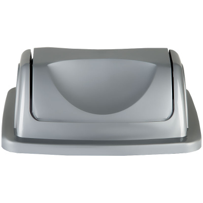 KALAM.KZ - Корзина для бумаг 12л, цельная с вращающейся крышкой, серый металлик Стамм