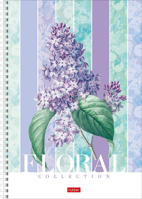 Тетрадь 96л, А4, линия, лак, на гребне, серия "Floral Collection, Hatber
