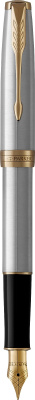 KALAM.KZ - Ручка перьевая Parker Sonnet Stainless Steel GT, 0,8 мм F, черная 1931504
