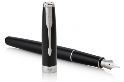 KALAM.KZ - Ручка перьевая Parker Sonnet Black Lacquer CT, 1,0 мм М, синяя 1931500