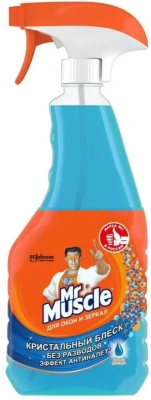 Средство для мытья стекол и поверхностей, 530мл, с триггером "Мистер Мускул" нашат.спирт, голубой