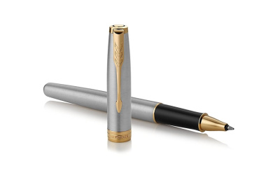 KALAM.KZ - Ручка роллерная Parker Sonnet Stainless Steel GT, 0,8 мм F, черная 1931506