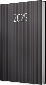 Ежедневник А5, датированный, 176л., иск кожа, Stripes, черный, Эксмо