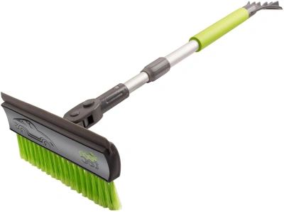 Щетка автомобильная 3в1 для уборки снега, скребок, зеленая