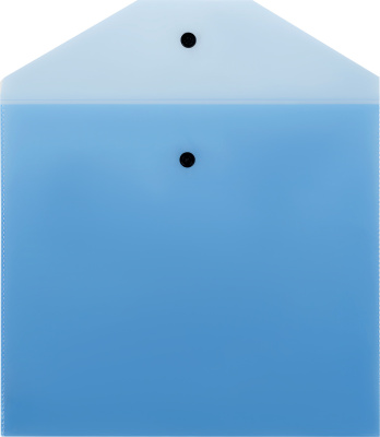 KALAM.KZ - Папка-конверт на кнопке А5+, 120мкм, пластик, прозрачная синяя Стамм