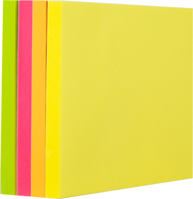 Бумага для заметок самоклеющаяся 76x76мм, 4цвx100л, 400л, неоновые цвета "Deli"