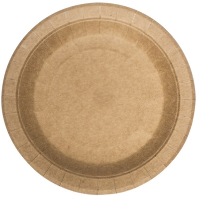 Тарелка d-230 мм, 100 шт/уп, бумажная, двухсторонний с бортом, Крафт, Verde Vita 