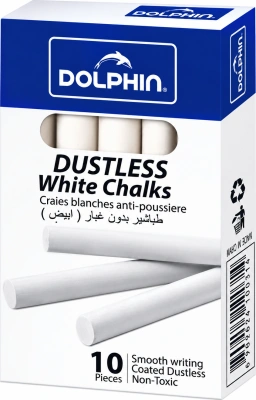 Мел белый, 10шт в уп. Dolphin 