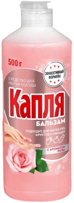 Средство для мытья посуды 500мл, "Капля Vox бальзам" Роза