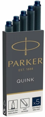 Капсулы синие 5шт, длинные, темно-синие чернила Parker