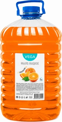 Мыло жидкое 5л Апельсин в бутылке, "Vega "
